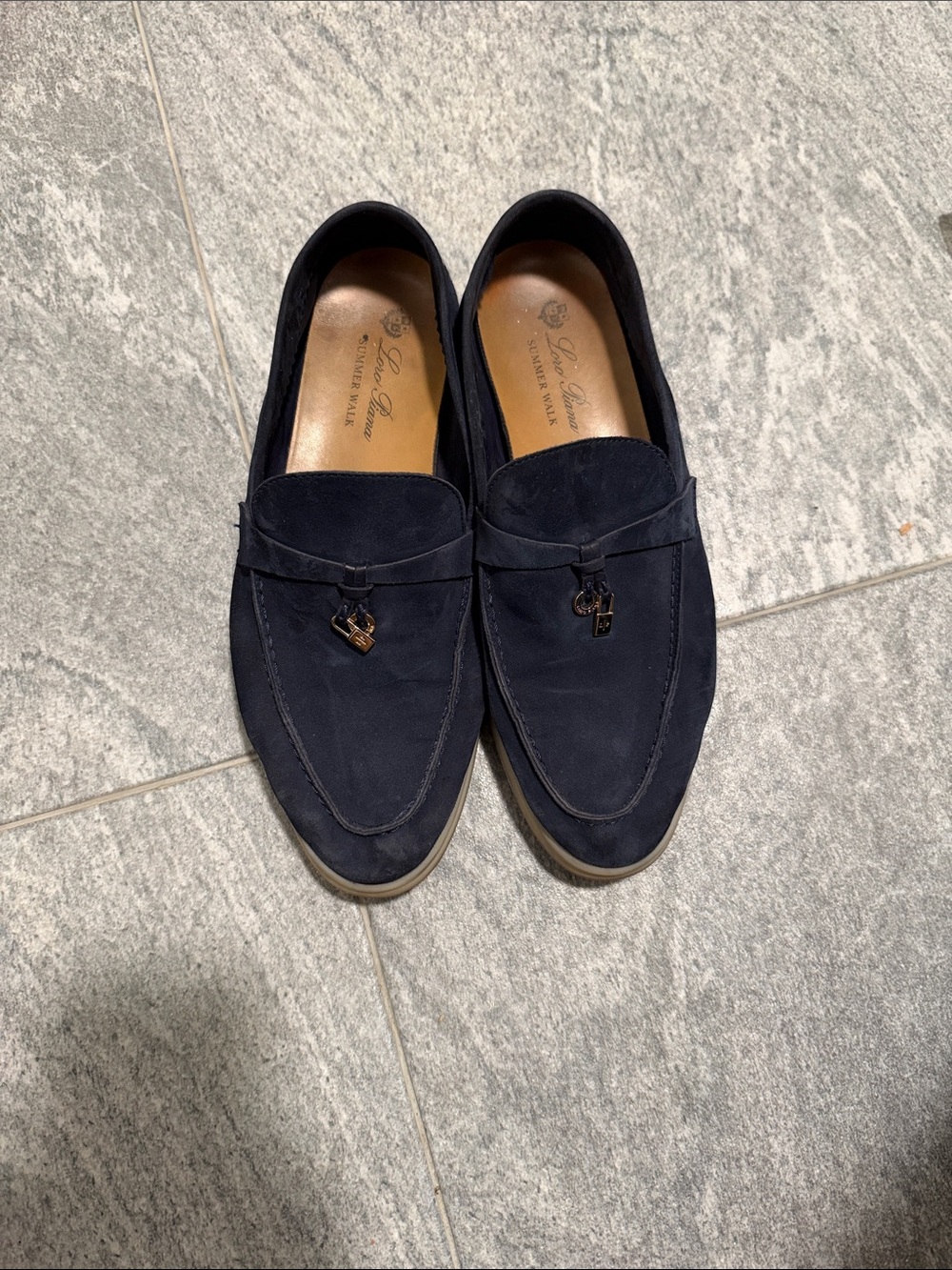 Loro Piana Navy Suede Tassel Loafers EUR 40